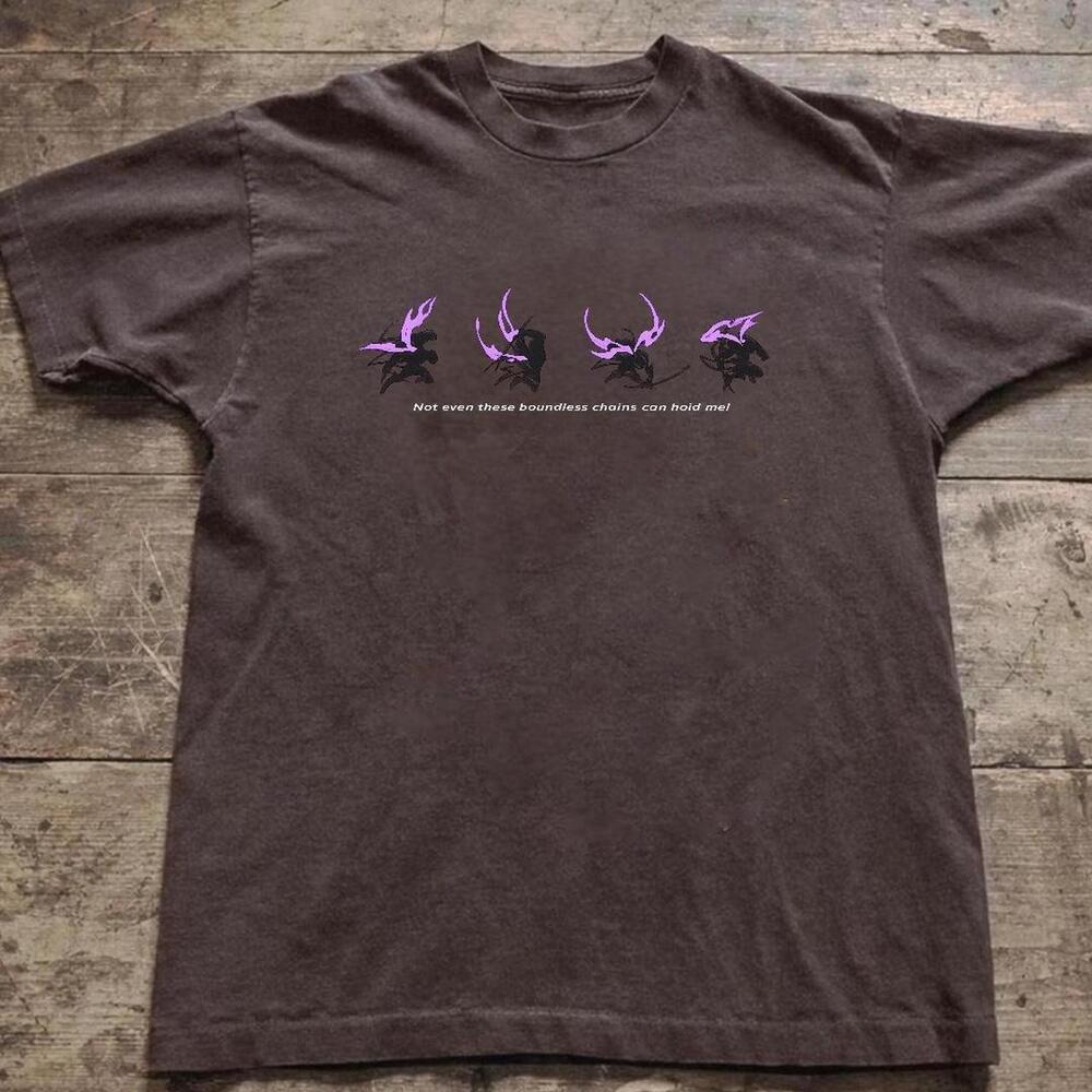 Gildan Men Brown T-Shirt, Black And Purple Demon Slayer Anime T-Shirt